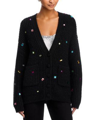 Scattered Jewels Oversized V Neck Cardigan - Exclusive by AQUA