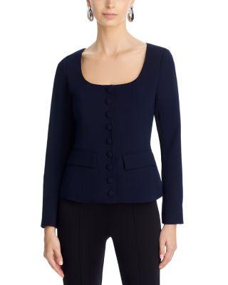 Scoop Neck Button Front Blazer - Exclusive by AQUA