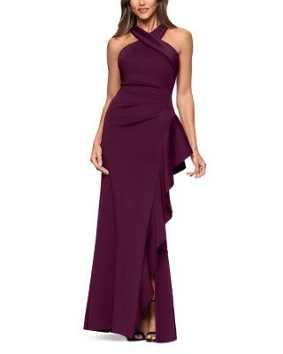 Scuba Ruffle Halter Gown - Exclusive by AQUA
