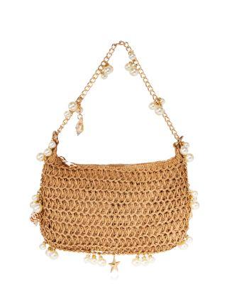 Seashell Raffia Shoulder Bag - Exclusive by AQUA Seashell Raffia Shoulder Bag - Exclusive by AQUA