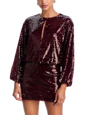 Sequin Long Sleeve Mini Dress - Exclusive by AQUA
