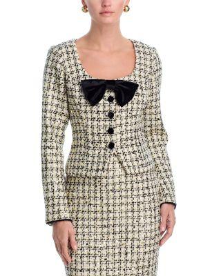 Sequin Tweed Velvet Bow Jacket - Exclusive by AQUA
