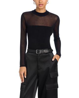 Sheer Knit Mock Neck Top - Exclusive by AQUA