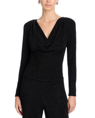 Shimmer Knit Cowl Neck Top - Exclusive by AQUA