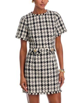Short Sleeve Tweed Pocket Shift Dress - Exclusive by AQUA