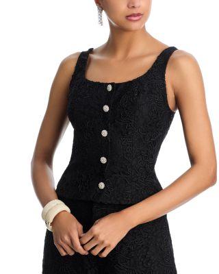 Soutache Cord Sleeveless Lace Top - Exclusive by AQUA