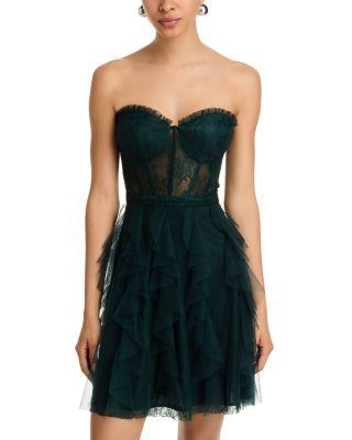 Strapless Mesh Lace Dress - Exclusive by AQUA