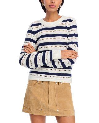 Stripe Pointelle Crewneck Sweater - Exclusive by AQUA