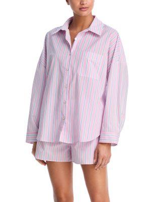 Striped Long Sleeve Short Pajama Set - Exclusive by AQUA