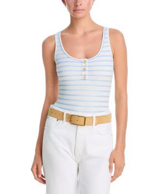 Striped Rib Button Bodysuit - Exclusive by AQUA