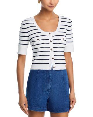 Striped Short Sleeve Cardigan - Exclusive by AQUA