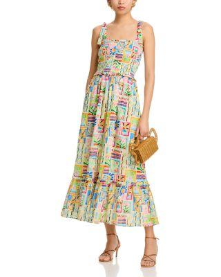 Summer Print Smocked Midi Dress - Exclusive by AQUA