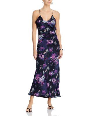 Watercolor Floral Ruffle Maxi Slip Dress - Exclusive by AQUA