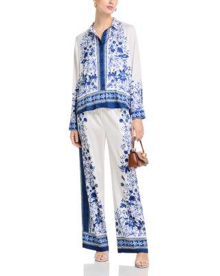 loral Print Long Sleeve Shirt & Wide Leg Pants - Exclusive by AQUA