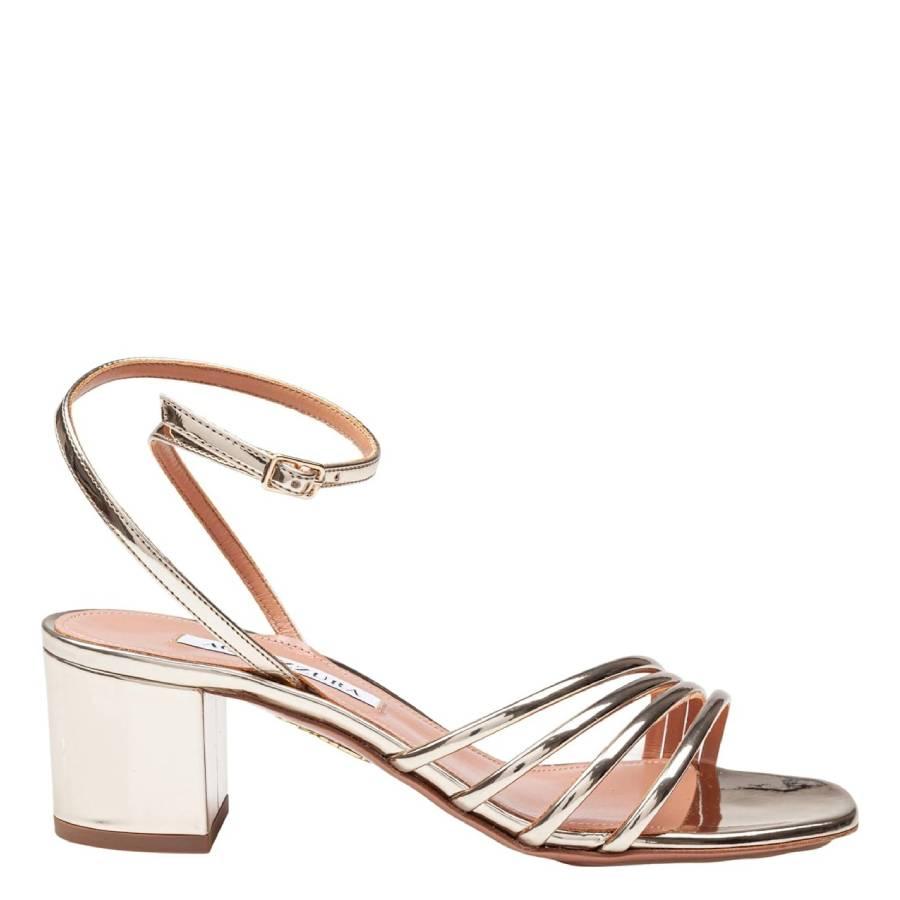 Aquazzura Latour 50 Metallic Leather Sandals by AQUAZZURA