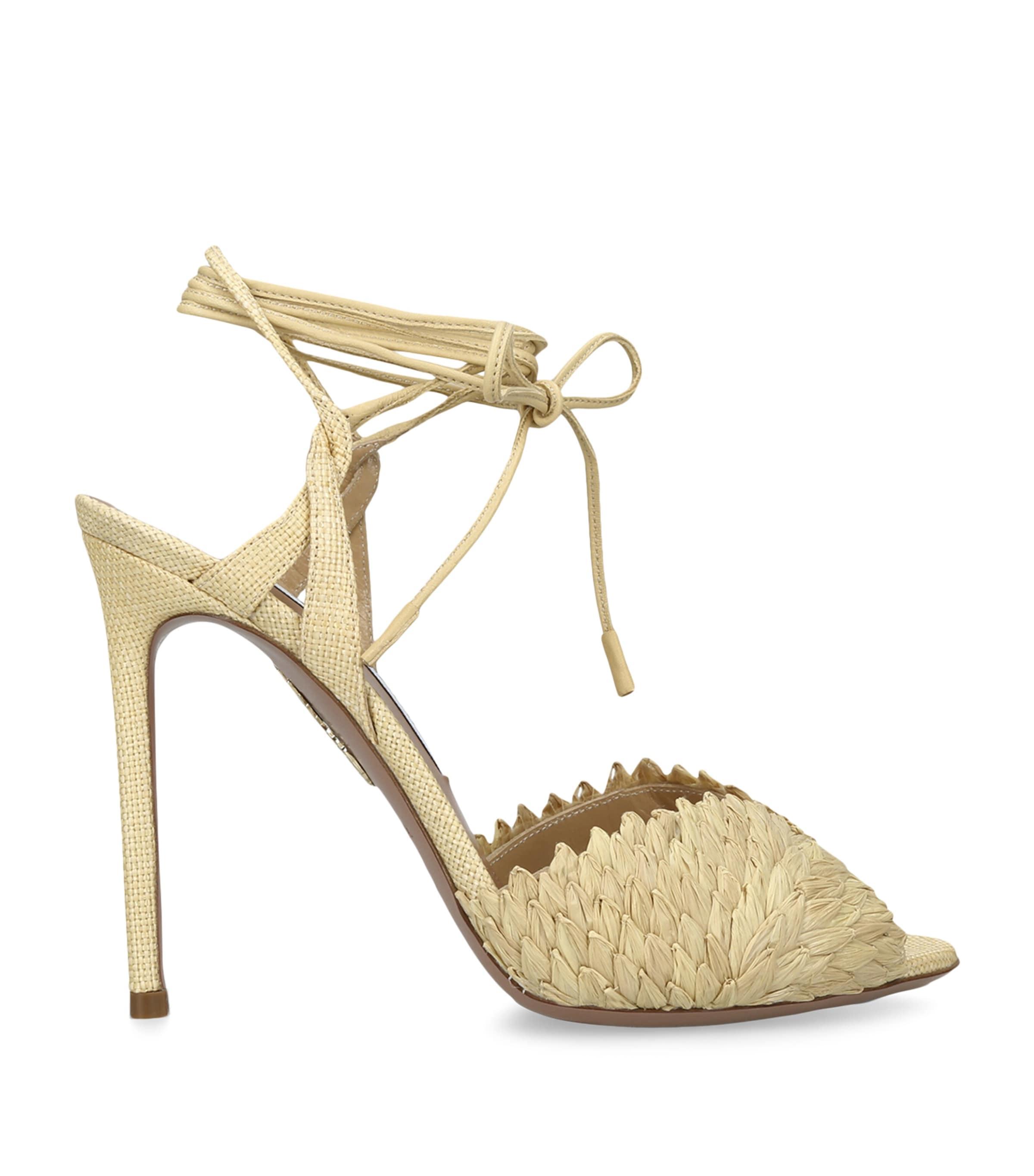 Aquazzura Raffia Rio Flirt Heeled Sandals 105 by AQUAZZURA