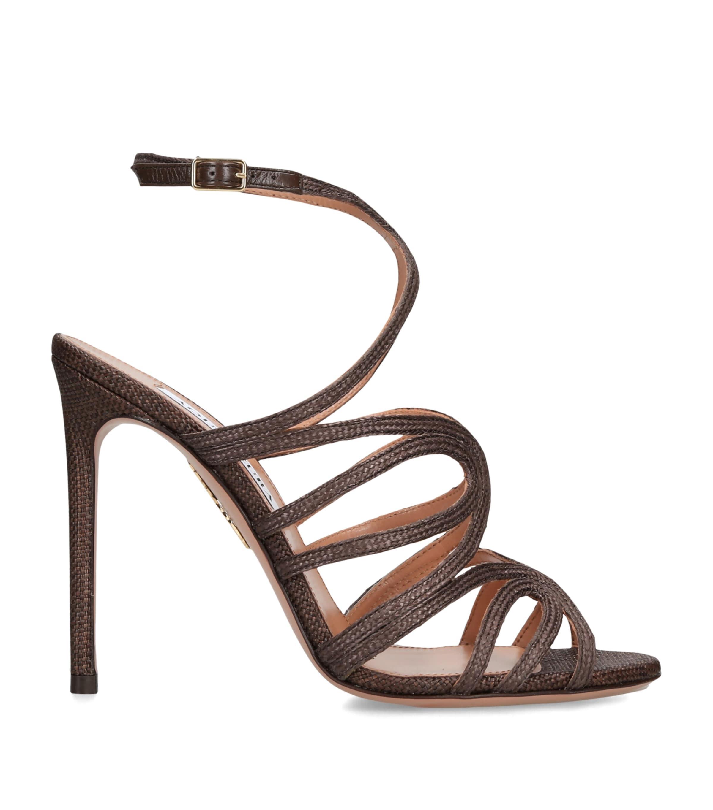 Aquazzura Raffia Serenade Heeled Sandals 105 by AQUAZZURA