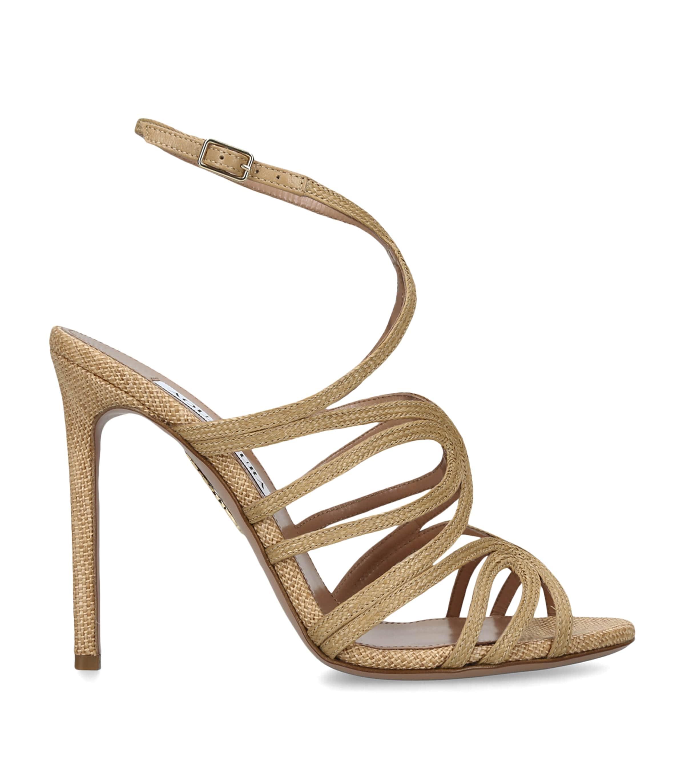 Aquazzura Raffia Serenade Heeled Sandals 105 by AQUAZZURA
