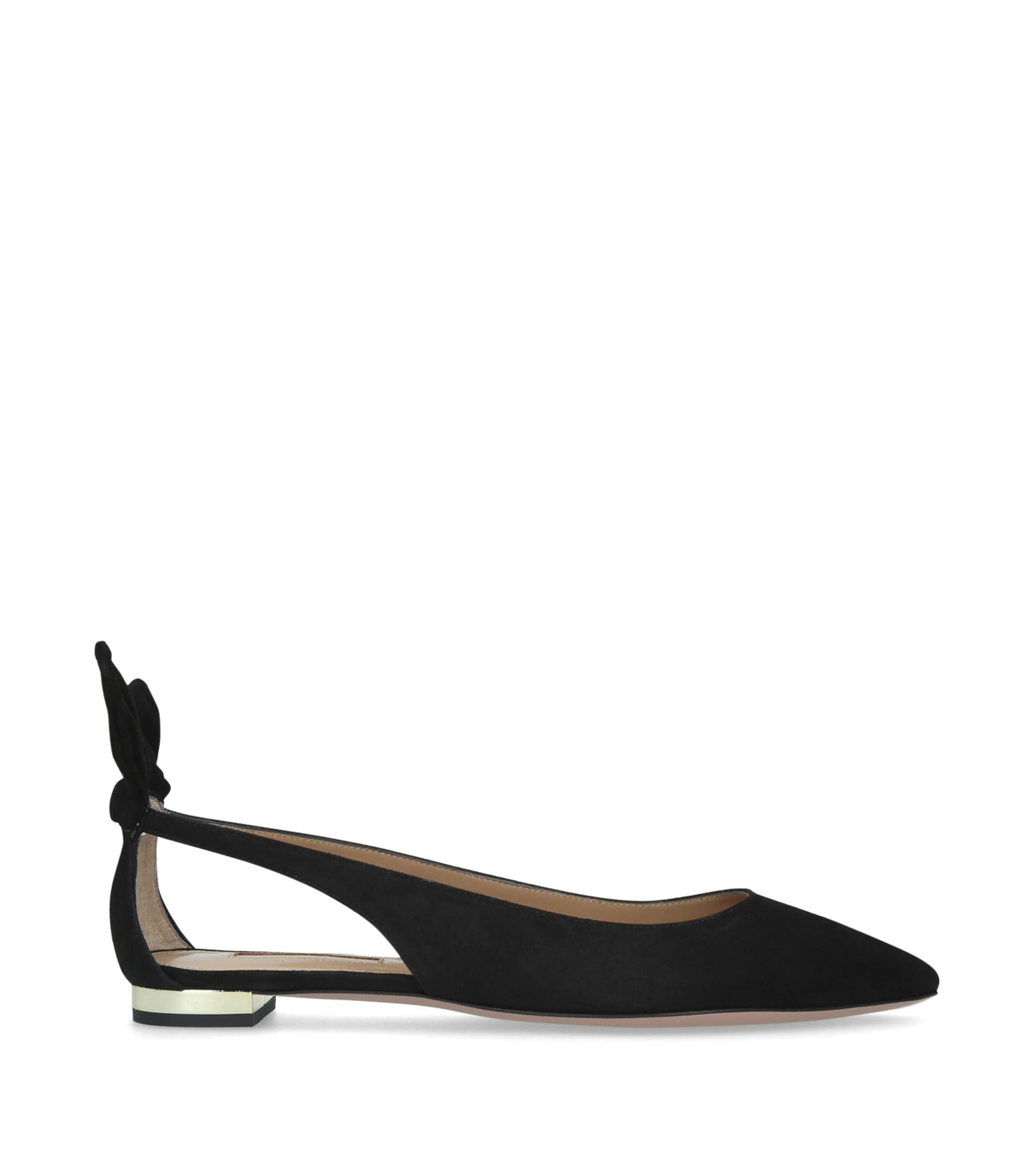 Aquazzura Suede Bow Tie Ballet Flats by AQUAZZURA