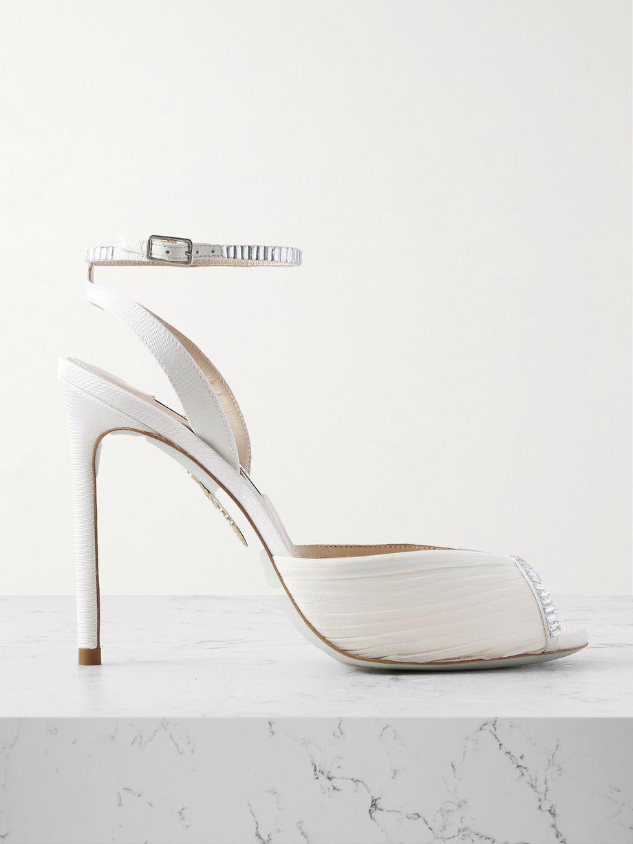 Be Mine 105 embellished grosgrain-trimmed chiffon sandals by AQUAZZURA