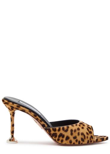 Bisous 85 leopard-print calf-hair mules by AQUAZZURA