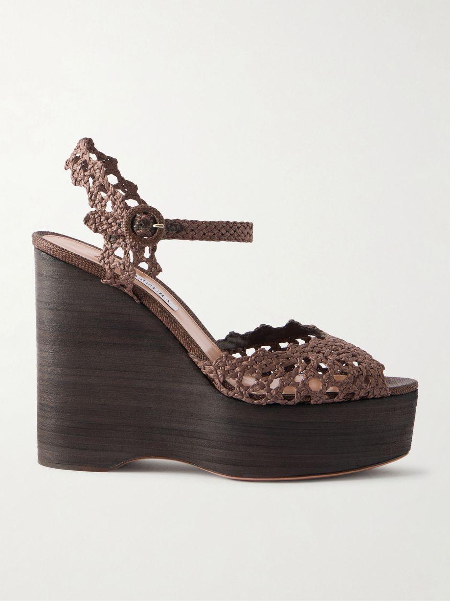 Bossa Nova 130 crocheted raffia platform sandals by AQUAZZURA