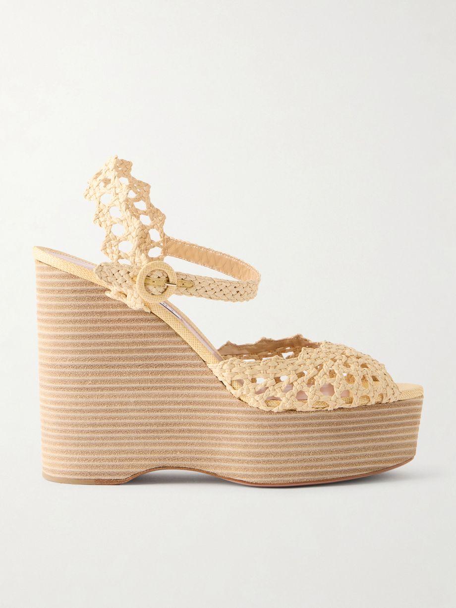 Bossa Nova 130 crocheted raffia platform sandals by AQUAZZURA