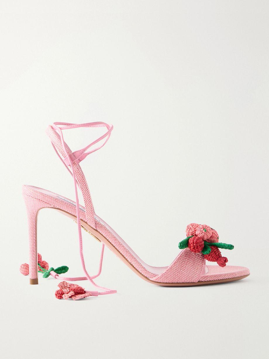 Botanica 105 embellished leather and raffia sandals by AQUAZZURA