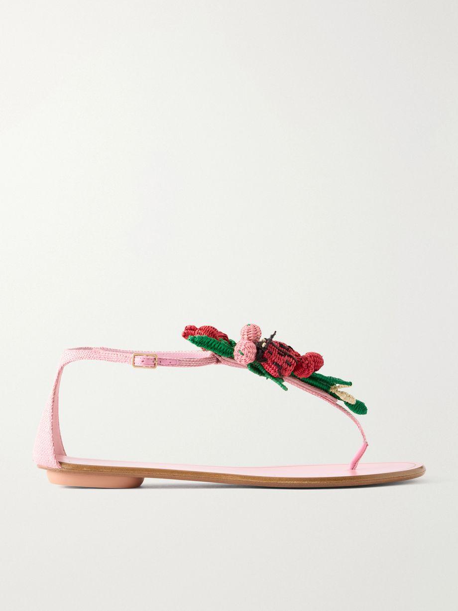 Botanica embellished leather and raffia thong sandals by AQUAZZURA