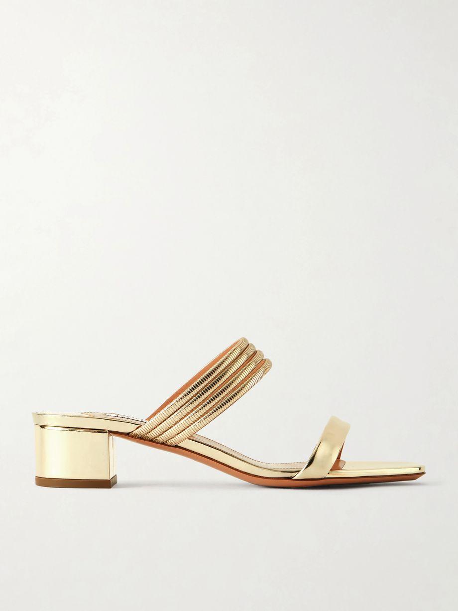 Collier 35 embellished metallic leather mule by AQUAZZURA
