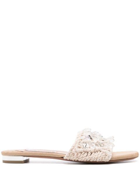 Crystal Cote knitted slides by AQUAZZURA