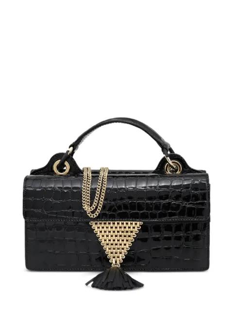 Downtown 24/7 croc-embossed tassel tote bag by AQUAZZURA