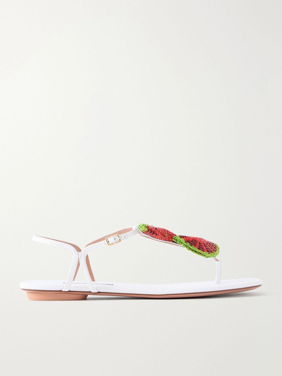 Embellished raffia thong sandals by AQUAZZURA