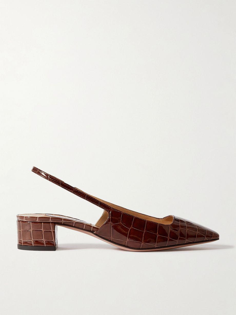 Ginza 35 croc-effect leather slingback pumps by AQUAZZURA