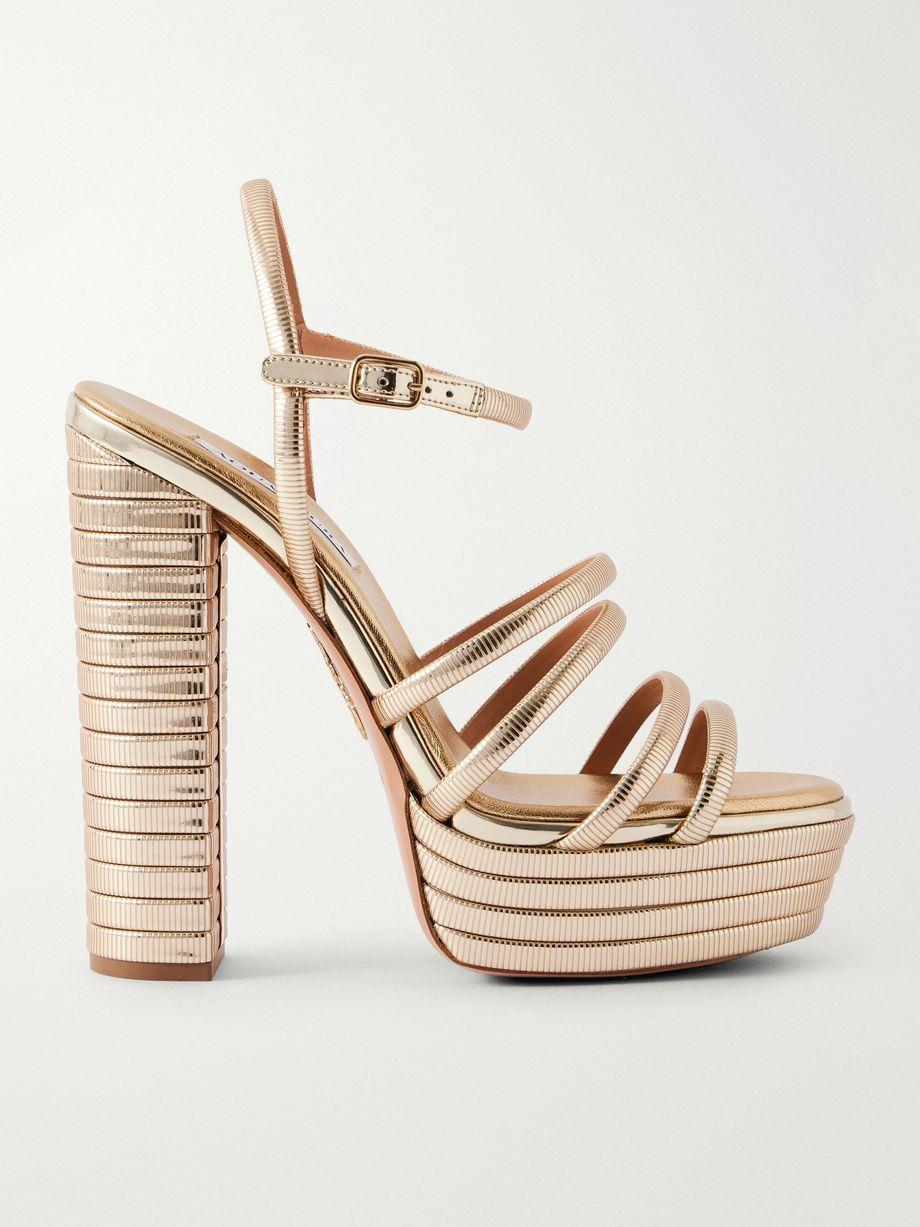 Heatwave 140 metallic-leather platform sandals by AQUAZZURA