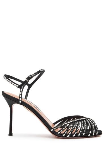 Hold Me Crystal 85 embellished satin sandals by AQUAZZURA