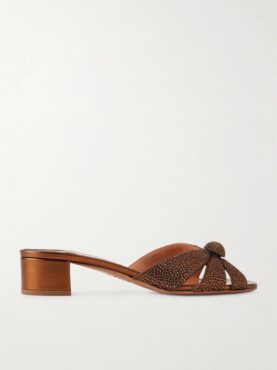 Italian Flirt 35 crystal-embellished leather mules by AQUAZZURA