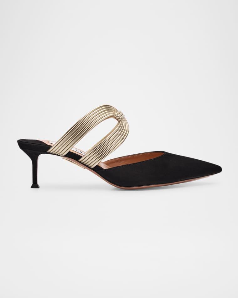 Laminated Leather and Suede Mule Pumps by AQUAZZURA