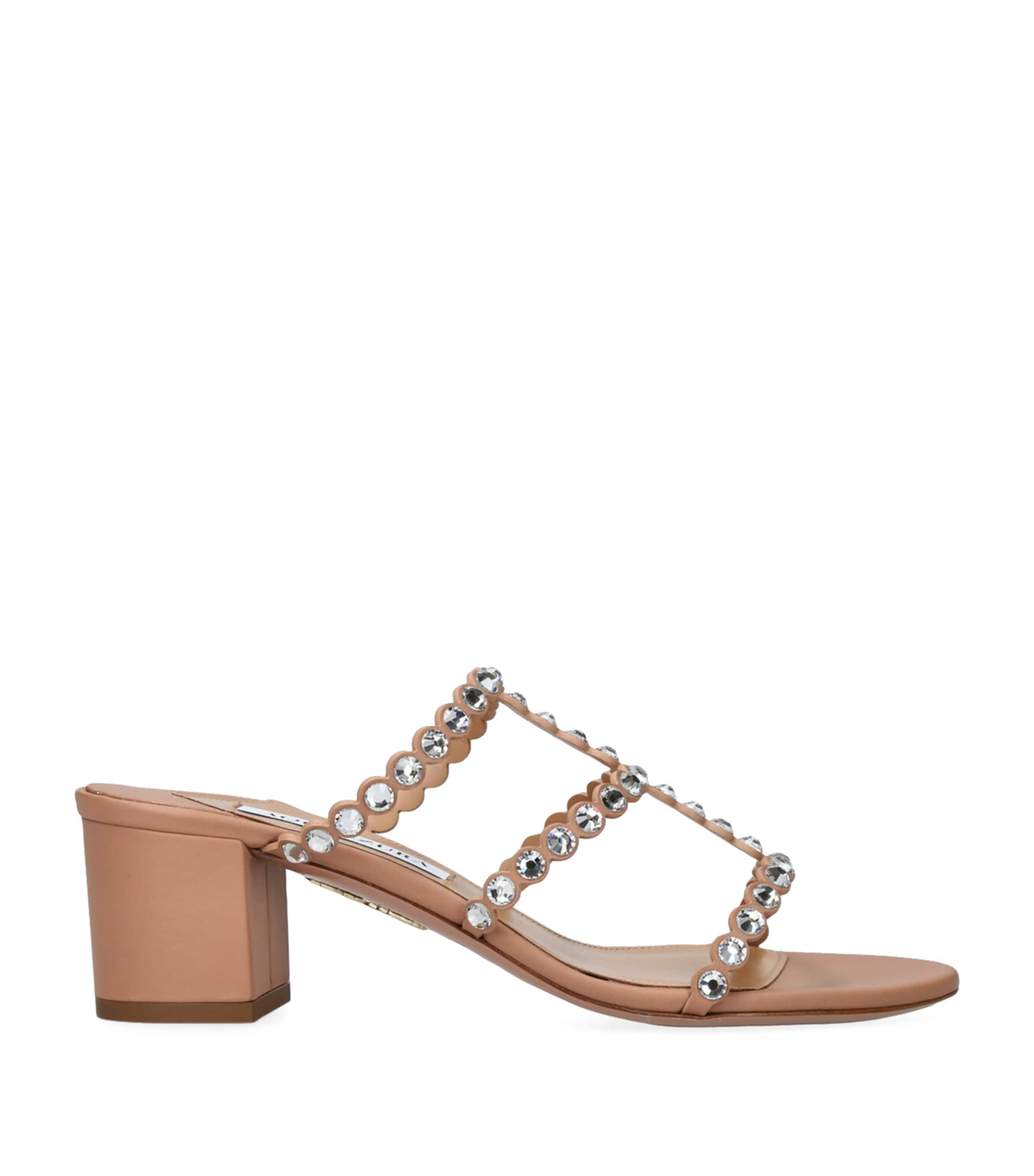 Leather Embellished Tequila Sandals 50 by AQUAZZURA