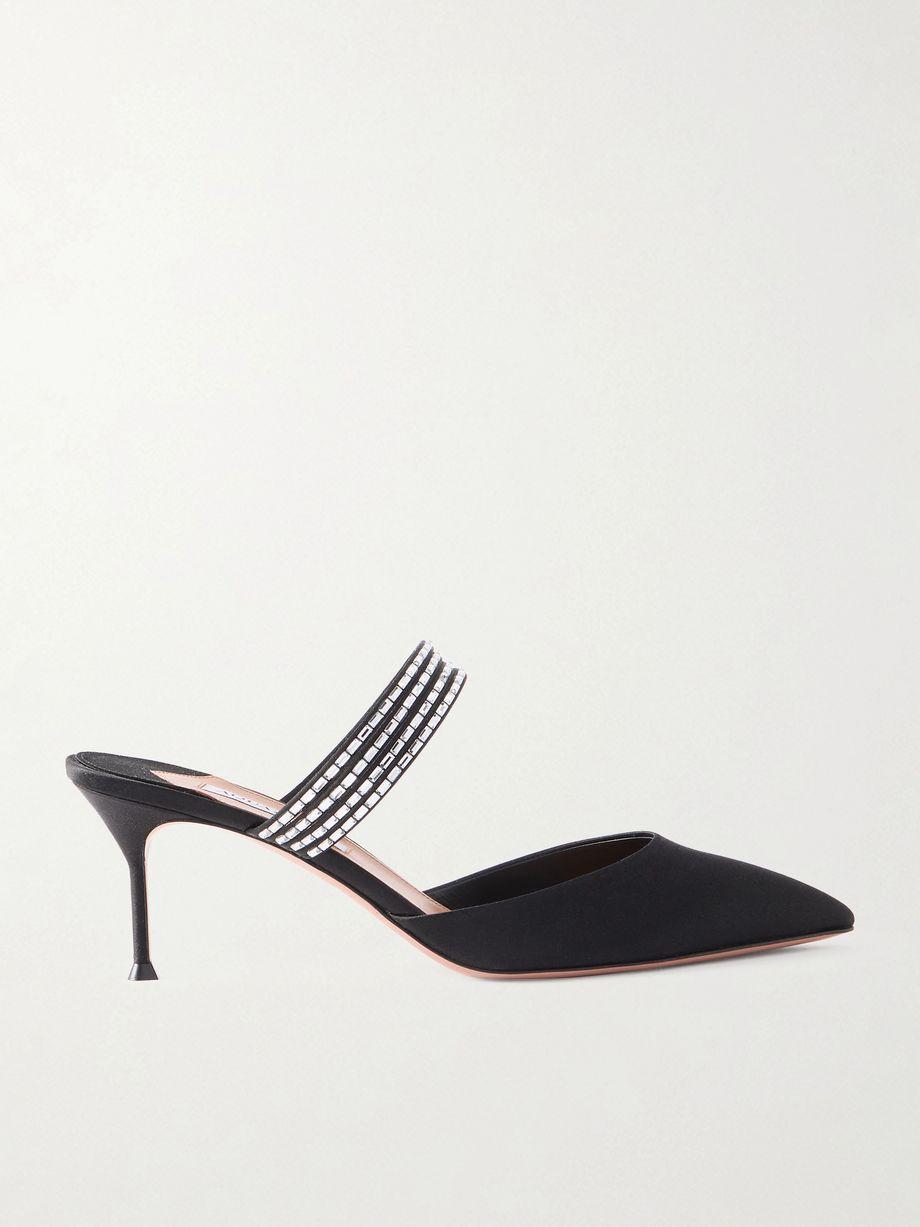 Luce 65 crystal-embellished satin mules by AQUAZZURA