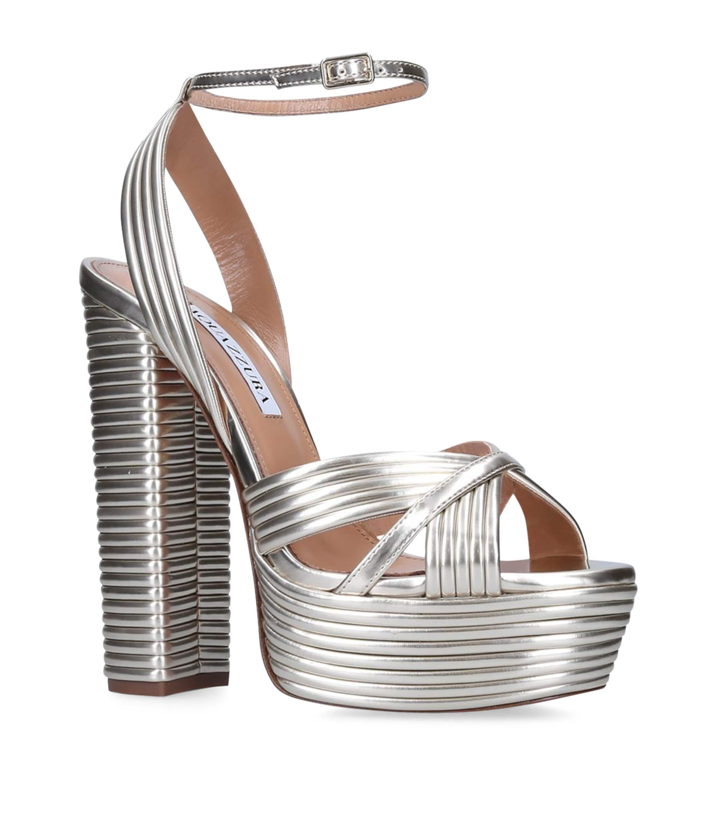 Metallic Sundance Platform Sandals 140 by AQUAZZURA