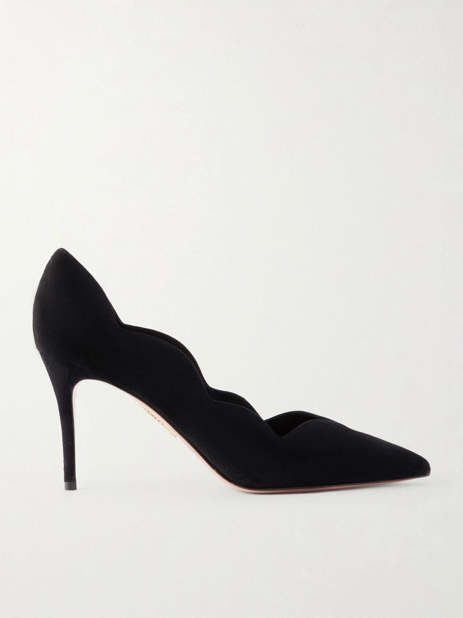 Petal 85 scalloped suede pumps by AQUAZZURA