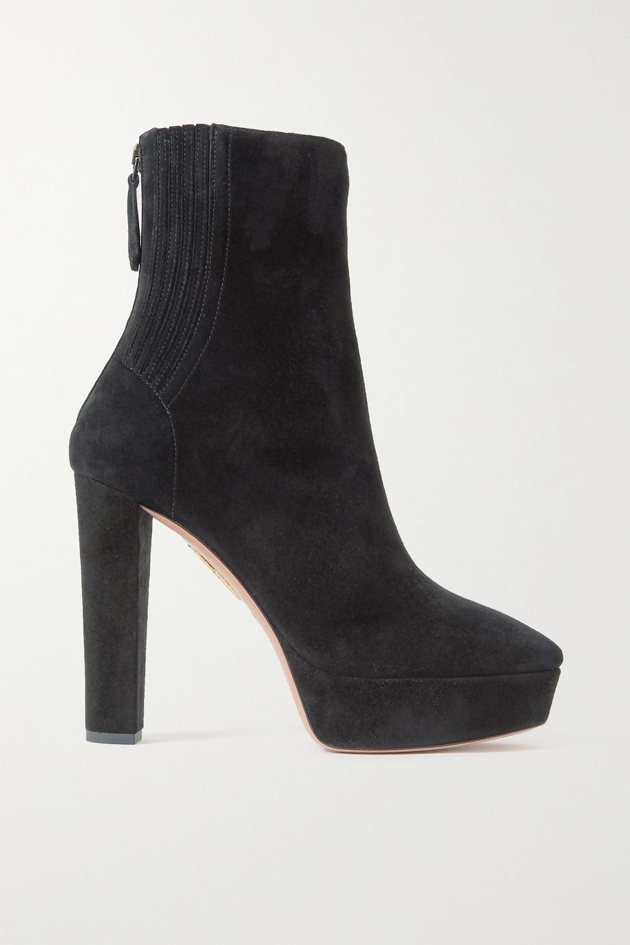 Saint Honoré 120 suede platform ankle boots by AQUAZZURA Saint Honoré 120 suede platform ankle boots by AQUAZZURA