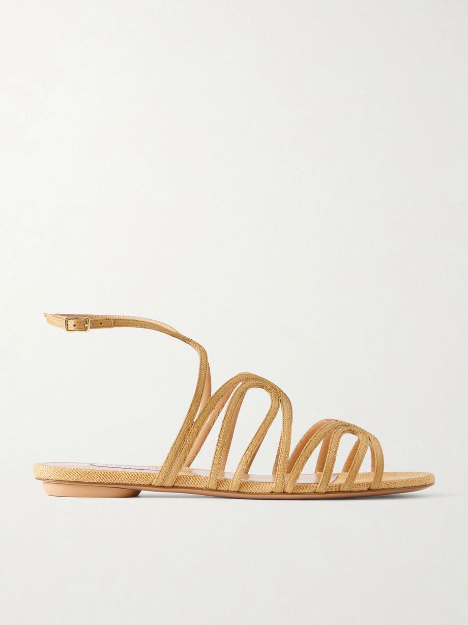 Serenade raffia flat sandals by AQUAZZURA