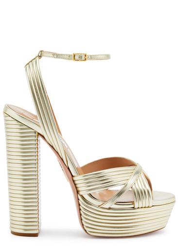 Sundance 140 metallic leather platform sandals by AQUAZZURA