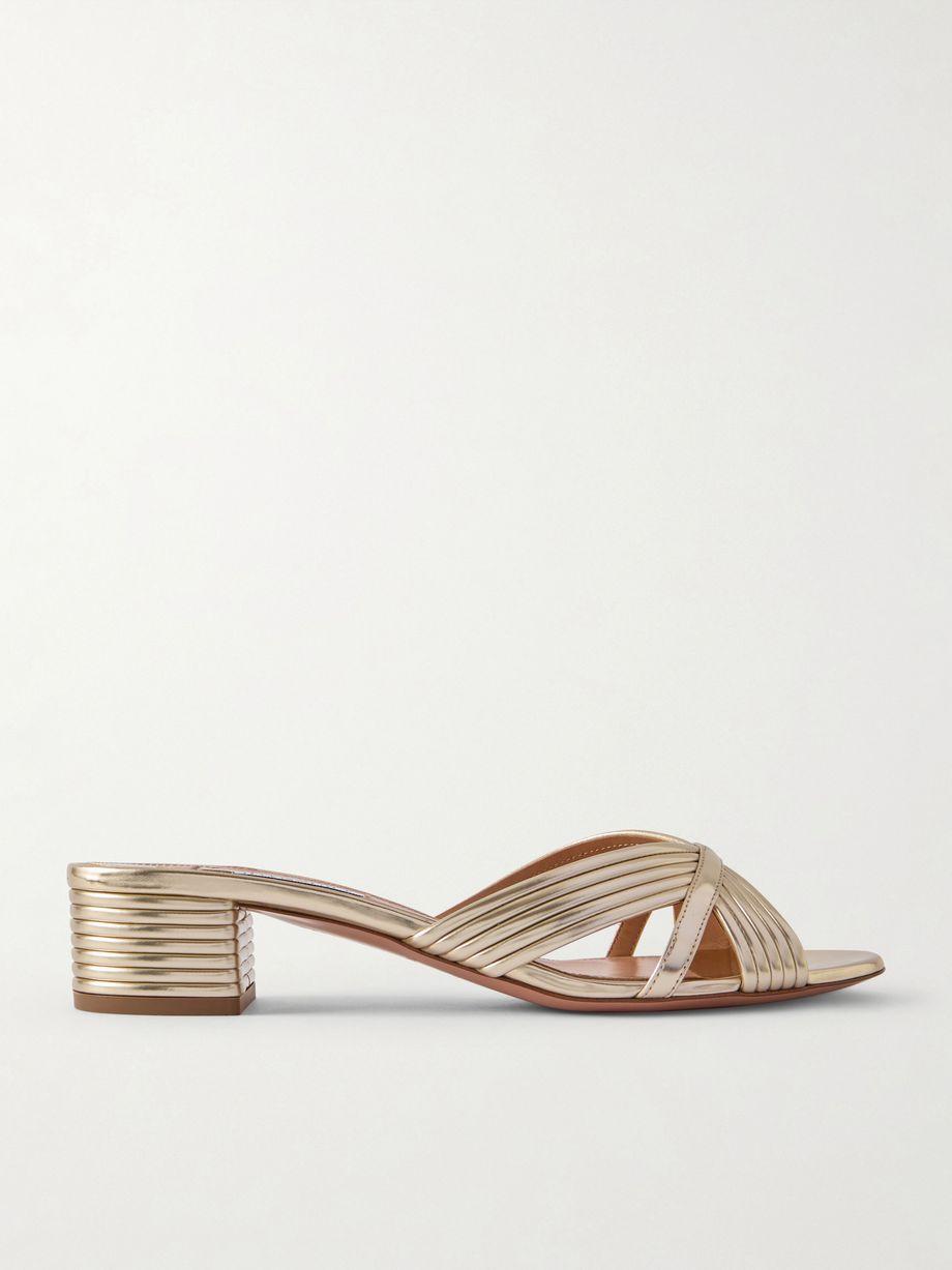 Sundance 35 metallic leather mules by AQUAZZURA