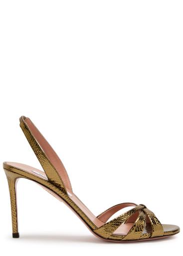 Tati 85 metallic crocodile-effect sandals by AQUAZZURA