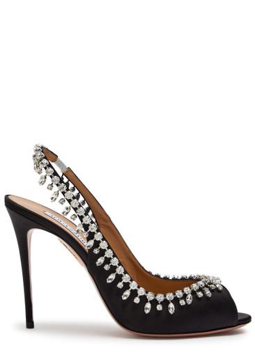 Temptation 85 embellished satin sandals by AQUAZZURA