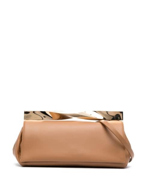 Twist leather clutch bag by AQUAZZURA