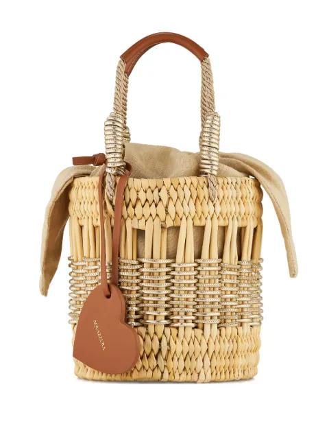 mini straw heart-shaped bucket bag by AQUAZZURA